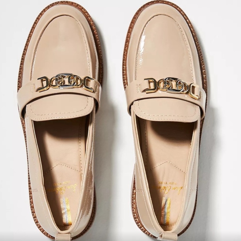 Sam Edelman Cream Loafers with Gold Accent